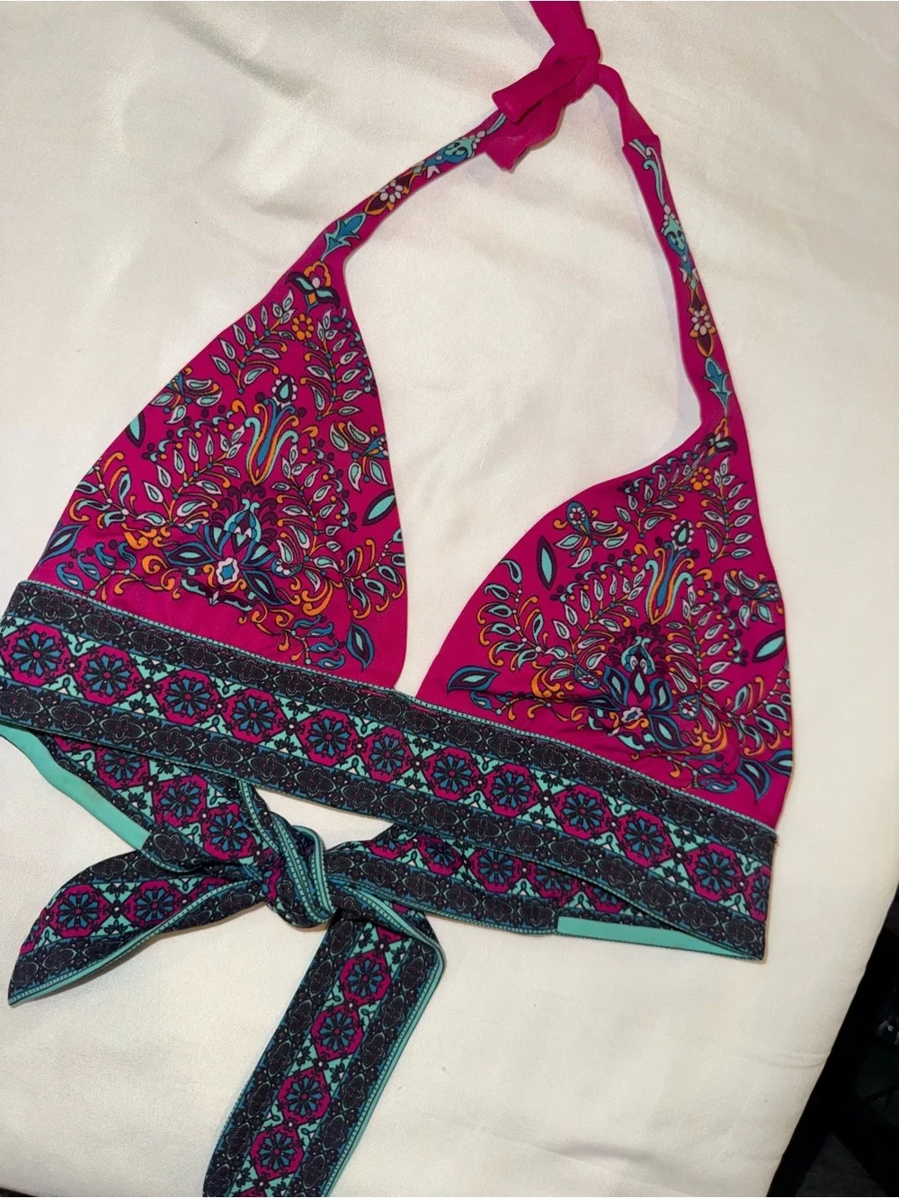Victoria Secret Vibrant Fuchsia Paisley Halter Bikini Top